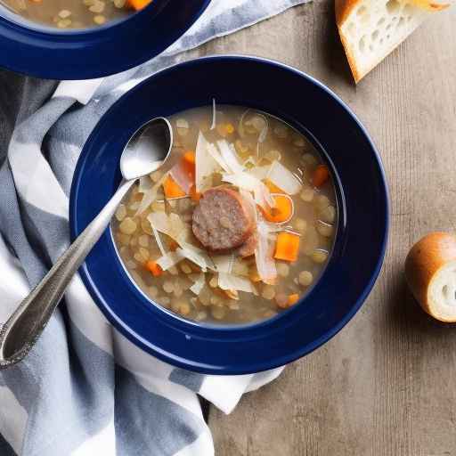 German-style Sausage and Sauerkraut Soup with Lentils