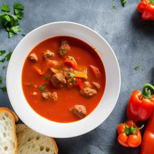 Goulash Soup with Tomatoes and Peppers