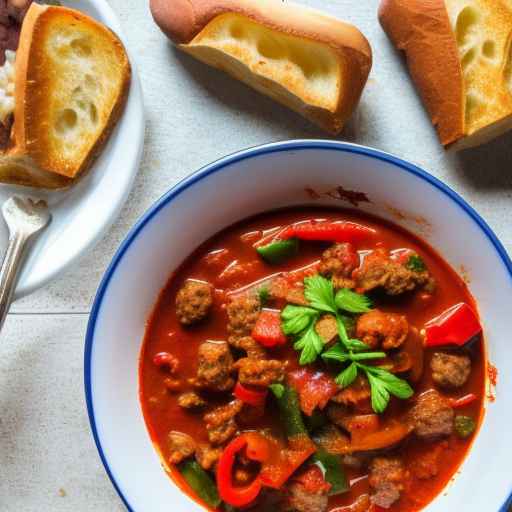 Goulash with Spicy Sausage and Bell Peppers