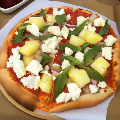 Greek Pizza with Feta Cheese and Pineapple