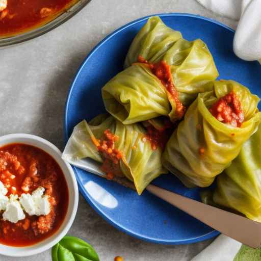 Greek Stuffed Cabbage Rolls with Feta and Spinach