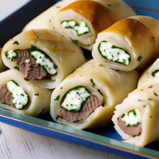 Greek Stuffed Rolls with Beef and Rice