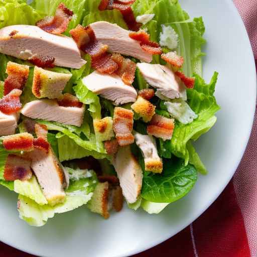 Grilled Chicken Caesar Salad with Croutons and Bacon