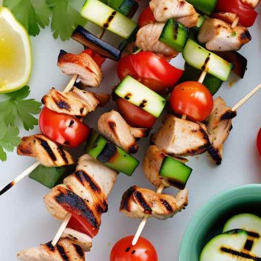 Grilled Chicken Skewers with Tomato and Cucumber Salad