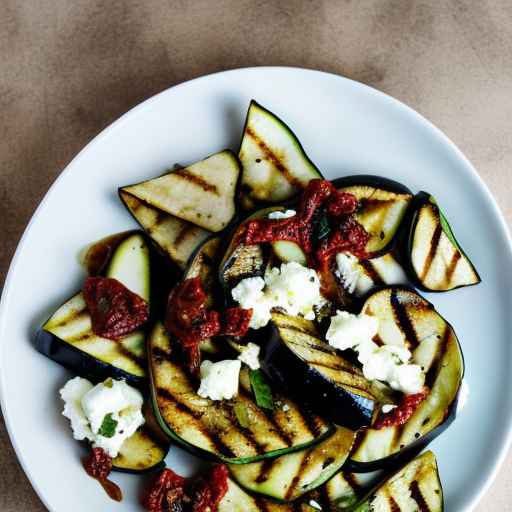 Grilled eggplant and zucchini with goat cheese and sun-dried tomatoes