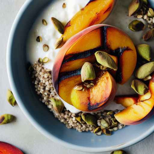 Grilled Peach and Pistachio Porridge with Buckwheat