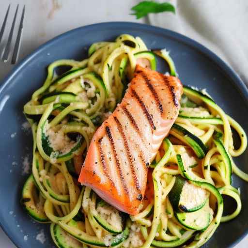 Grilled Salmon and Zucchini Pasta