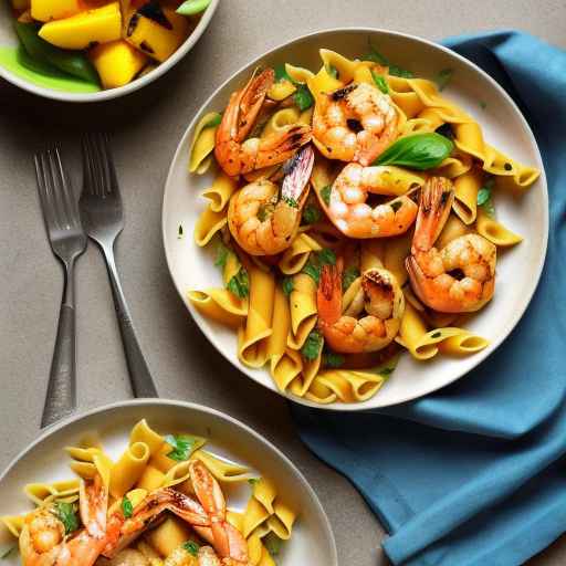 Grilled Shrimp and Mango Pasta