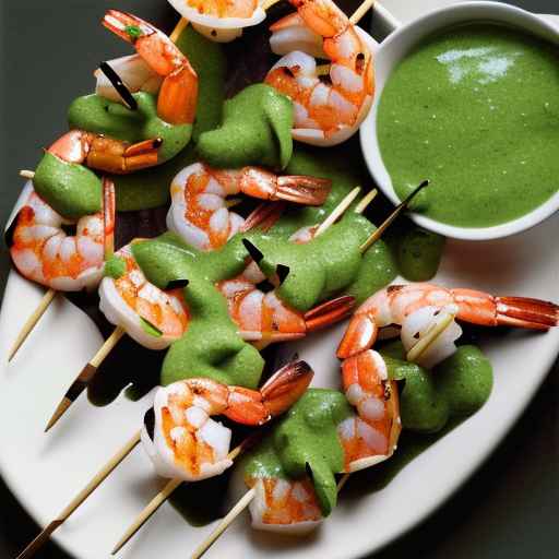 Grilled Shrimp Skewers with Green Sauce