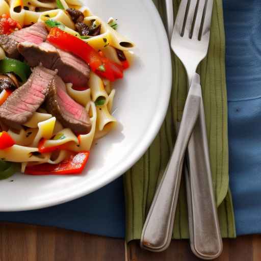 Grilled Steak and Bell Pepper Pasta