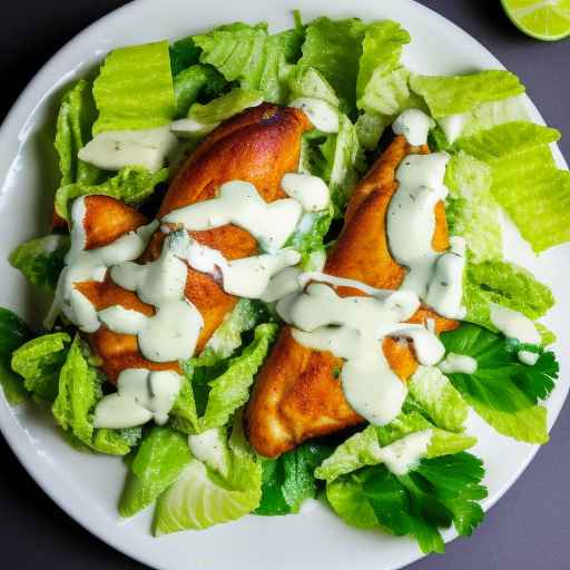 Guacamole Topped Chicken Caesar Salad