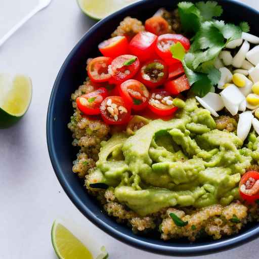 Guacamole Topped Mexican Quinoa Bowl