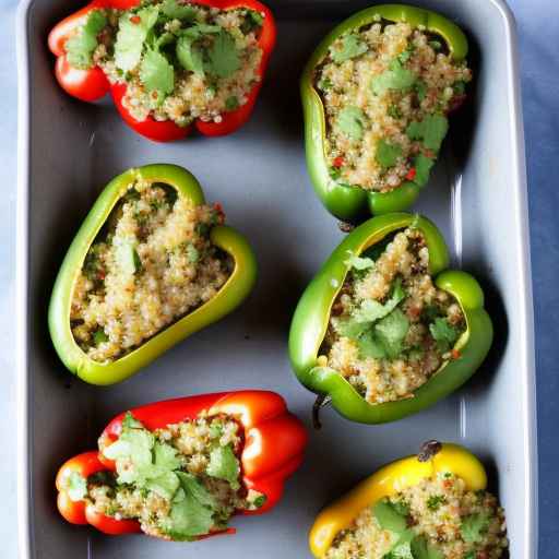 Guacamole Topped Quinoa Stuffed Peppers