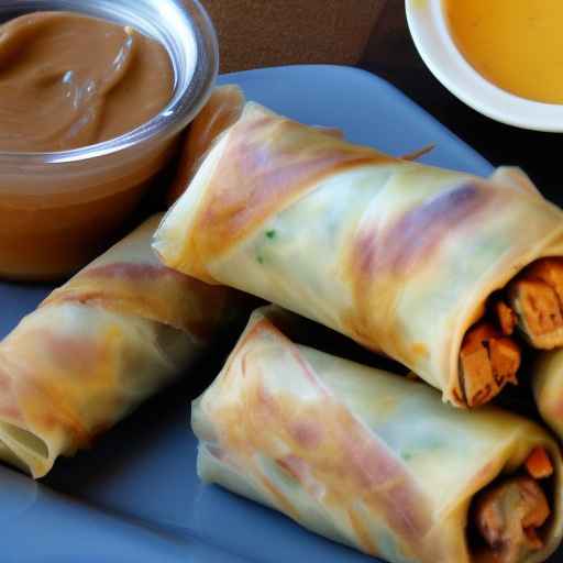 Ham and Swiss cheese egg rolls with honey mustard dip