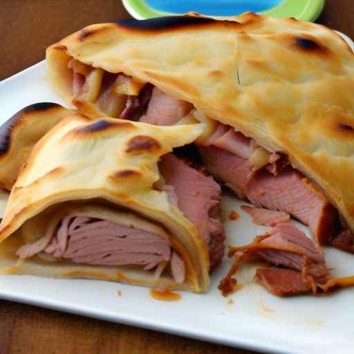 Hawaiian BBQ Calzone with Ham and Pineapple