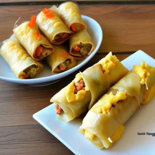 Hawaiian egg rolls with scrambled egg and pineapple