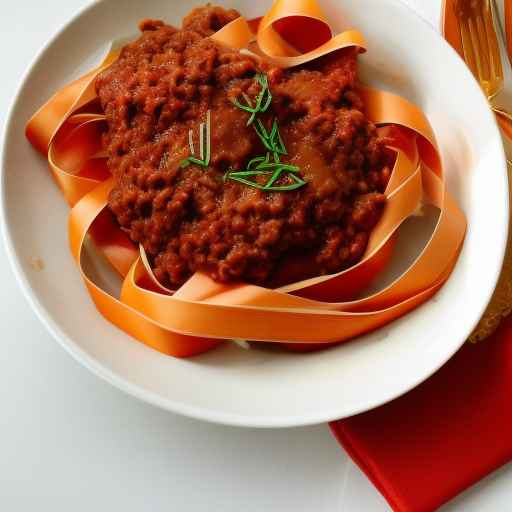 Homemade Flat Ribbons with Bolognese Sauce