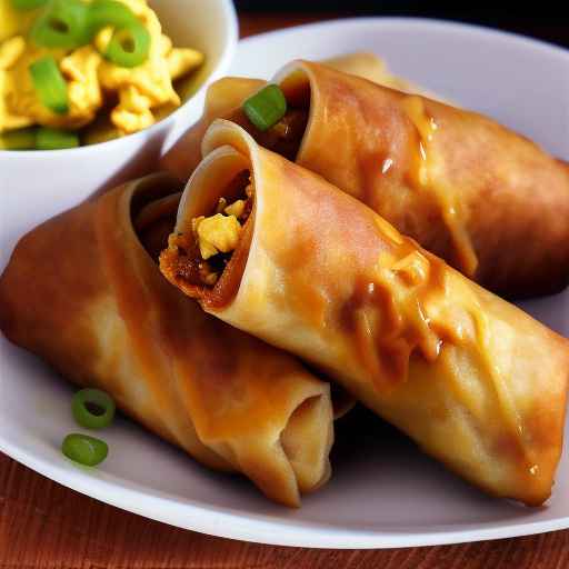 Honey mustard chicken egg rolls with scrambled egg