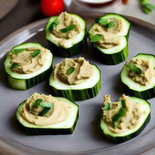 Hummus Stuffed Cucumber Bites with Green Topping