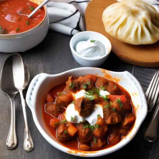 Hungarian Goulash with Dumplings and Sour Cream