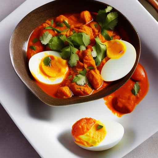 Indian egg curry with boiled egg and spicy tomato sauce