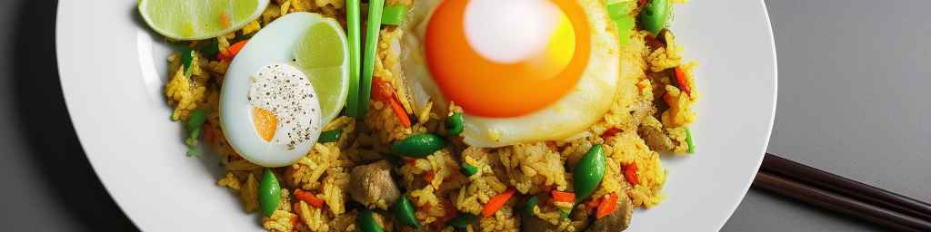 Indonesian nasi goreng with fried rice and egg