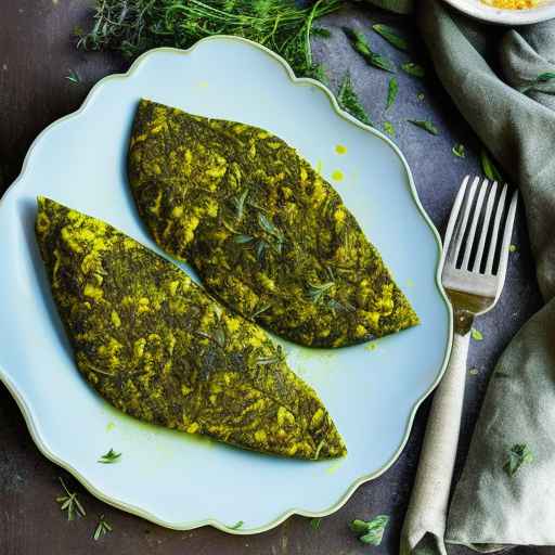 Iranian kuku sabzi with herbs and scrambled egg