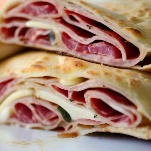 Italian Sub Calzone with Ham, Salami, and Provolone