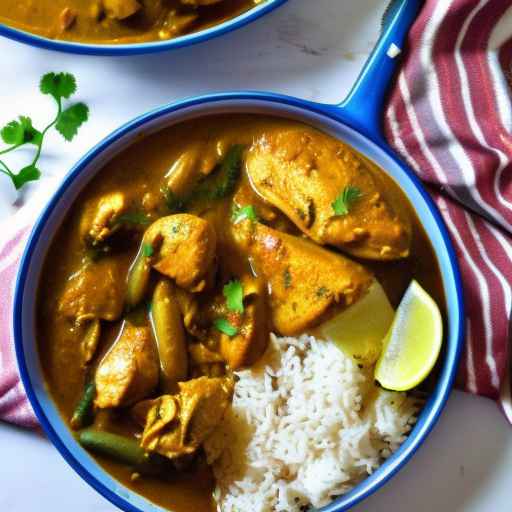 Jamaican-style Curry Chicken with Rice and Peas