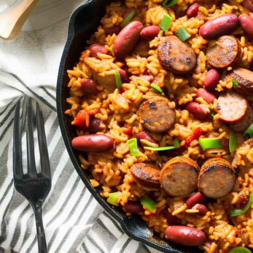 Louisiana-style Andouille Sausage Jambalaya with Red Beans