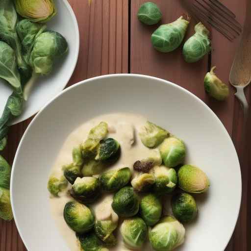 Meat and Brussels Sprouts in Creamy Sauce