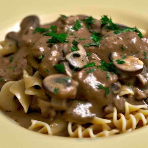 Meat and Mushroom Stroganoff Style