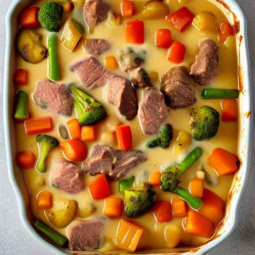 Meat and Vegetable Casserole with Creamy Sauce