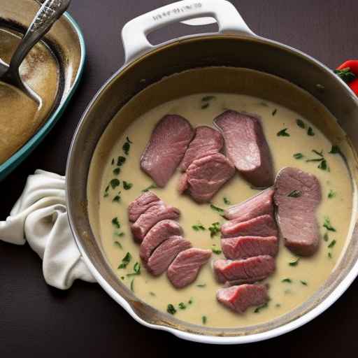 Meat in Creamy Wine Sauce