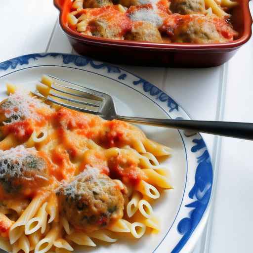 Meatball and pasta casserole