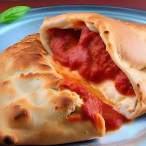Meatball Calzone with Mozzarella Cheese and Tomato Sauce