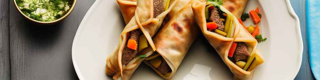 Mediterranean-inspired beef and vegetable egg rolls