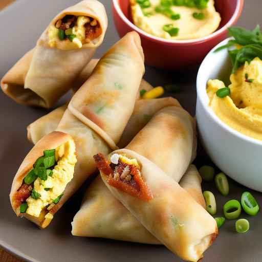 Mediterranean egg rolls with scrambled egg and hummus