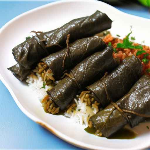 Mediterranean Stuffed Grape Leaves with Lamb and Rice