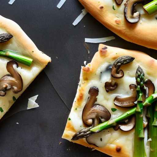 Mushroom and Asparagus Pizza with Parmesan and Truffle Oil