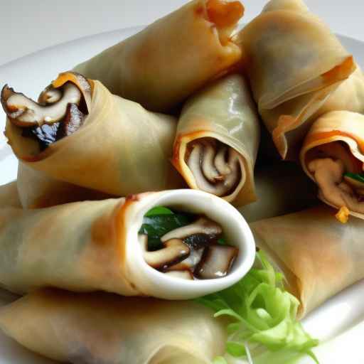 Mushroom and egg fried spring rolls