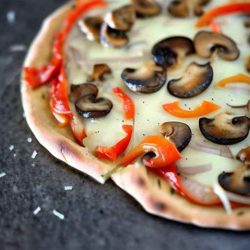 Mushroom and Onion Pizza with Red Pepper Flakes and Parmesan