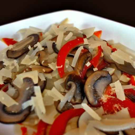 Mushroom and onion with red pepper flakes and Parmesan