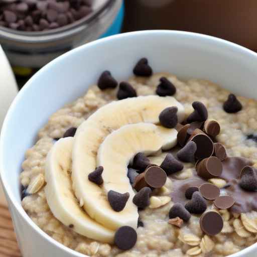 Oatmeal porridge with banana and chocolate chips