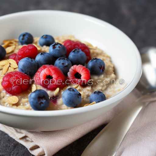 Oatmeal porridge with berries and honey