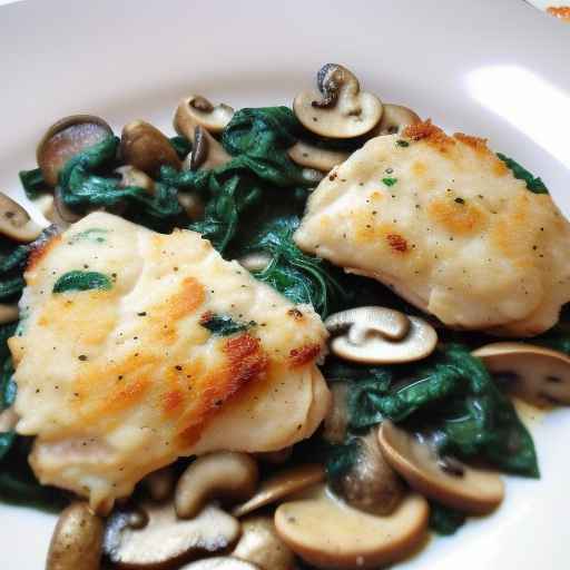 Parmesan Chicken with Sauteed Spinach and Mushrooms