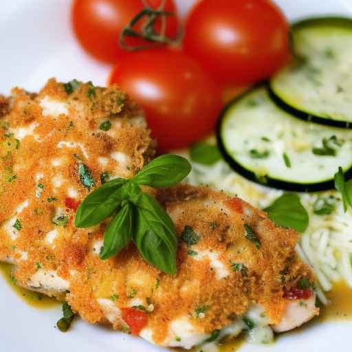 Parmesan Chicken with Tomato and Cucumber Salad