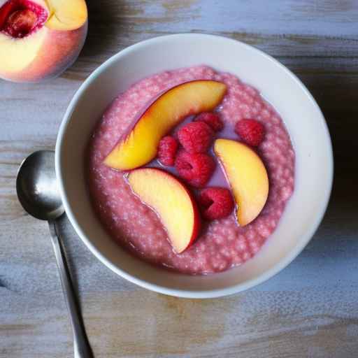 Peach and raspberry porridge