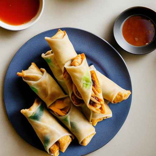 Peking duck egg rolls with scrambled egg