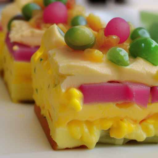 Peruvian causa with chicken and scrambled egg filling